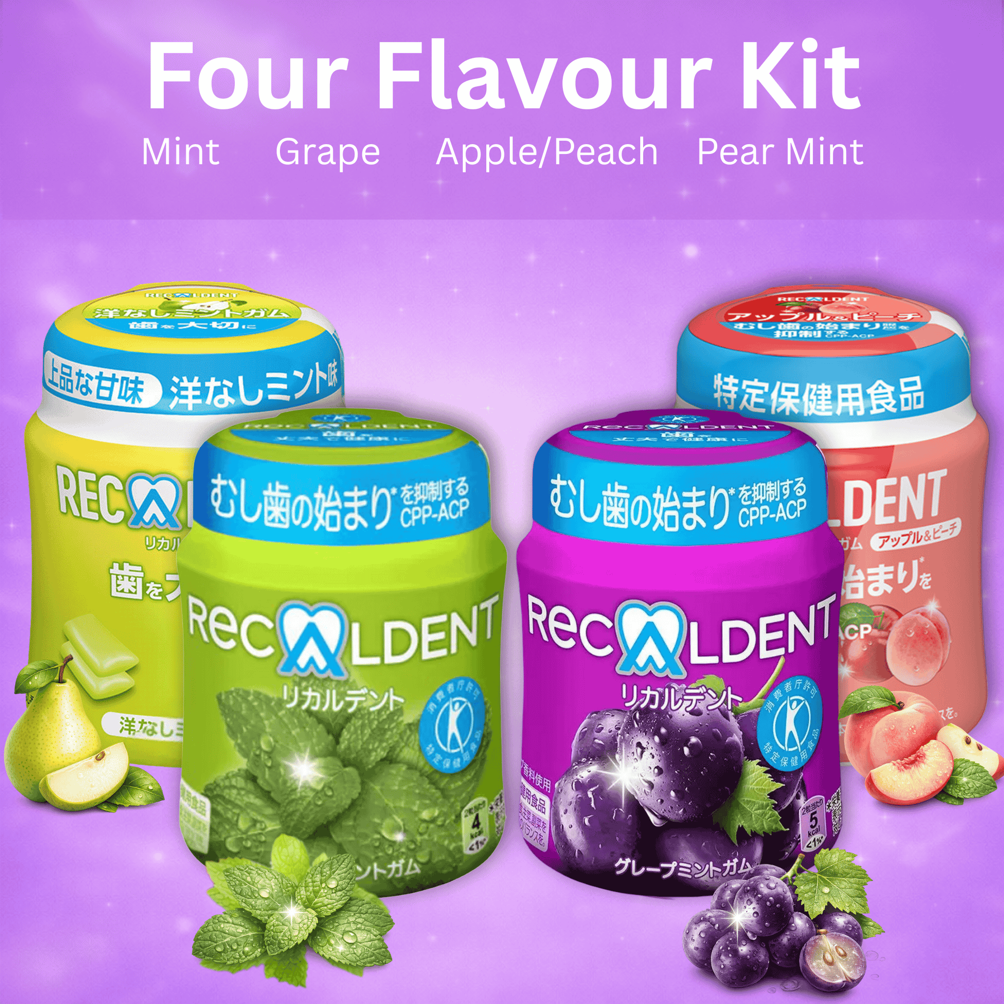 Recaldent 4-Flavour Bundle — Sugar-Free Chewing Gum (4 Flavours)