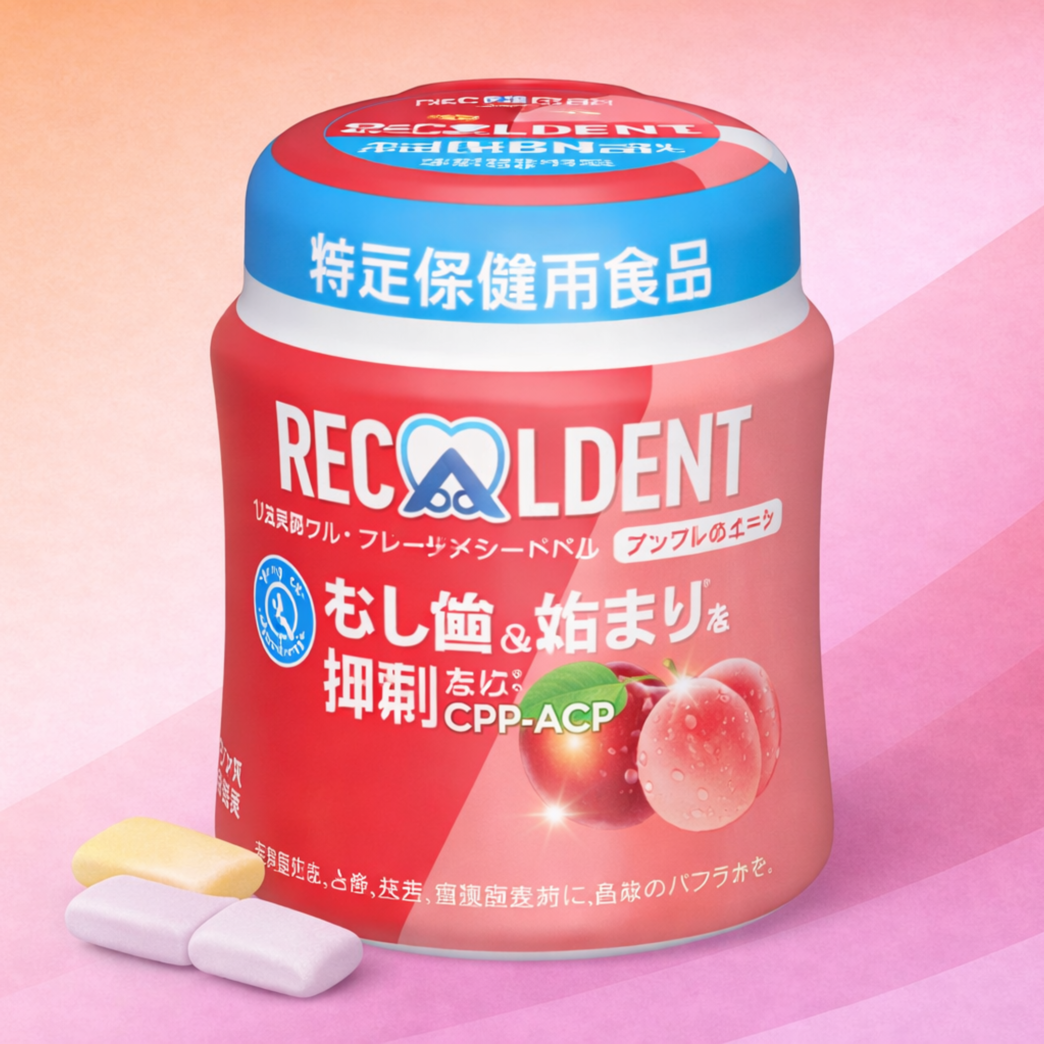 Recaldent Apple/Peach — Sugar-Free Chewing Gum