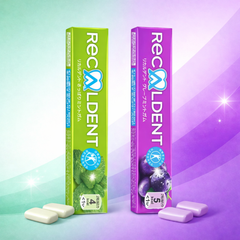 Recaldent single sticks in grape and mint